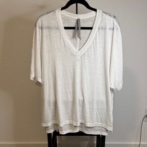 White V-Neck Short Sleeve Women's Top